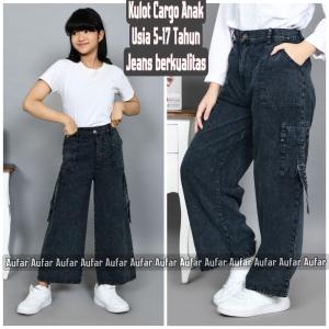 rok jeans cargo anak perempuan rok panjang usia 5-17 tahun