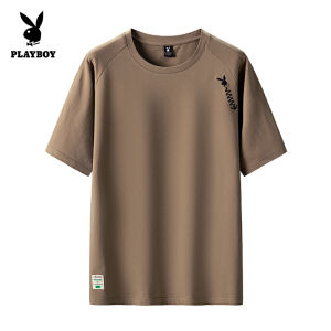 PLAYBOY t shirt Summer New Trend Wild Embroidery Mens 100% Cotton T-shirt Polo neck Polo shirt for men（M-4XL）