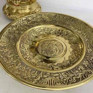 Mâm ngũ quả mâm bồng bằng đồng nguyên chất 25cm hàng đẹp nặng 14kg Đĩa đựng trái cây trên bàn thờ