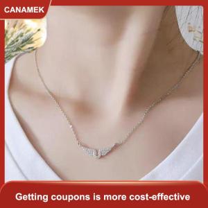 【CANAMEK 】 Angel Wing Necklace Womens Diamond-encrusted Fashionable Temperament All-match Titanium Steel Clavicle Chain