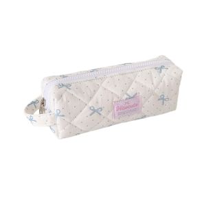 FUNG MALL Túi đựng bút chì hình nơ Hộp đựng bút chì Y2k Dots Dung lượng lớn Bộ nhớ máy tính để bàn Túi đựng bút kiểu Hàn Quốc Thời trang Vật dụng văn phòng phẩm Túi đựng văn phòng phẩm bằng vải Giá đỡ văn phòng phẩm