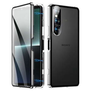 360 Full Case For Sony Xperia 1 VII 1 VI 10 5 Xperia1 V Double Sided Magnetic Adsorption Metal Tempering Glass Protect Cover