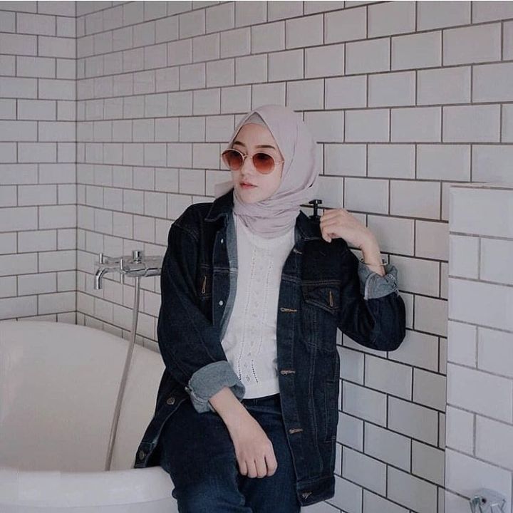 Jaket denim hot sale wanita oversize