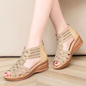 Roman Retro Wedge Heel Sandals Open Toe Cut Out High Heels Elegant Platform Summer Shoes for Women