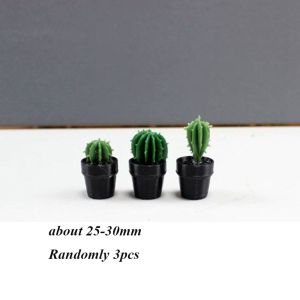 LUMINOU 3pcs Multistyles Dollhouse Miniature Potted Plant Mini 1:12 Play House Decor High Quality Green Leaves Plant Pot Doll House Accessories