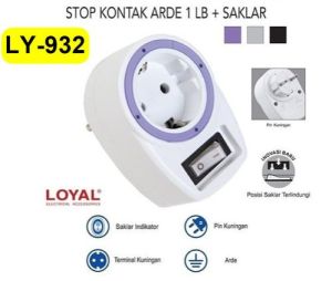 Steker Stop kontak Arde 1 lubang dgn saklar lampu on off Loyal