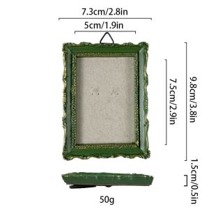 GAOSU Green Baroco Style Photo Frame Mini Resin Picture Frame Ornaments Unique Vintage Photo Display Holders Tabletop Wall Decor