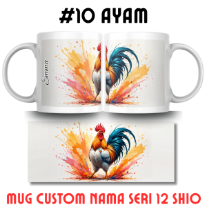 Mug Keramik Seri 12 Shio Custom Warna-Warni 325ml - Desain Ilustrasi Watercolor Unik