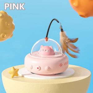 KEBETEME Electric Cat Interactive Toy Pet Toys With Feather Cat Teaser Wand Rechargeable Electric Sensing Pet Toys