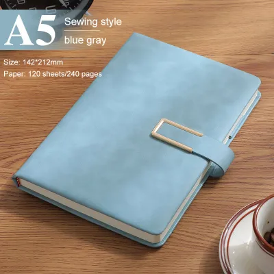 240 halaman Buku catatan kerja cover kulit sintetis premium magnet kertas A5 Notebooks magnetic agenda diary garis PU Buku memo menulis jurnal tebal Notepad daily planner Buku tulis harian meeting kantor sekolah Kado hadiah gift