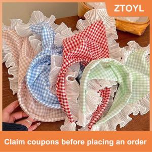【ZTOYL】 Fashion Elegant Lace Plaid Triangle Turban Hairband For Women Girls Sweet Headband Temperament Hair Band Hair Accessories