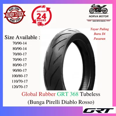 Norva Motor Tayar Motosikal Tubeless Global Rubber GRT 368 Pirelli Diablo Rosso Sport Tayar Ex5 Lc135 Avantiz Y15 RS150