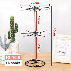 2-Tier Rotating Jewelry Organizer Stand Metal Display Rack for Necklaces Earrings & Keychains