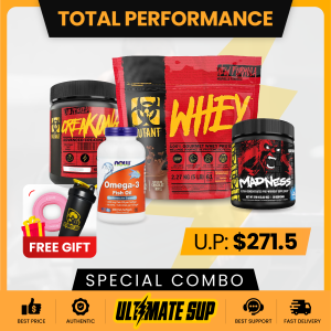 Combo TOTAL PERFORMANCE Mutant Whey 5lb + CreaKong 300g + Omega 3 200s + Mutant Madness 225g Build Muscle & Recovery