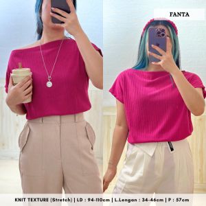 4264 Starlite Knit Oversize Off Shoulder Top Polos Rib Atasan Knit