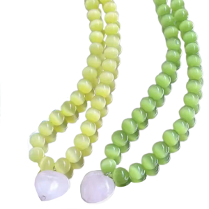 Thời trang mặt dây chuyền trái tim Vòng cổ Opal đính cườm cá tính phụ nữ neckchain cho sinh viên và các chuyên gia
