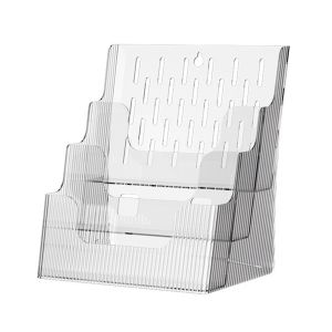 TGRYTYT ชัดเจน ที่วางโชว์โบรชัวร์ พลาสติก 3 ชั้น ที่วางหนังสือตั้งโต๊ะ ที่เก็บเอกสาร ใช้ซ้ำได้ ที่วางเอกสาร ของใช้ในบ้าน