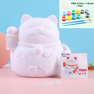 Tabung Duit Cat DIY Kartun Kanak Kanak Mainan Kreatif Lukisan Tangan Set Warna dan Berus Hadiah Pendidikan Seni dan Kraf Free Palette & 12Color Large Cartoon Vinyl Doll White Embryo Coloring Coin Bank Craft Toys 宝宝大号卡通搪胶娃娃白胚涂色存钱罐益智手工玩具 A251