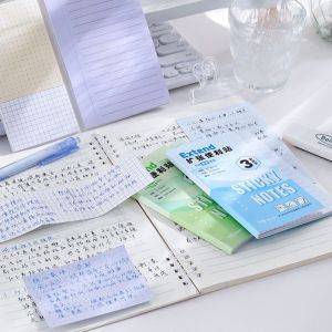 CANICECA 3-in-1 Sticky Notes Lined/Dotted/Grid Extendable Self-Adhesive Memo Pads Durable Self-Stick Notes Students