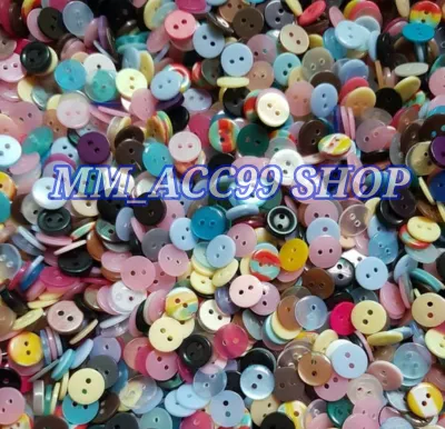 Kancing Baju Gepeng Lobang 2 Diameter 11mm isi 144 Pcs WARNA WARNI CAMPUR