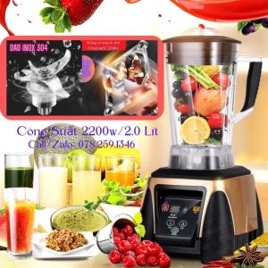 Máy xay sinh tố công nghiệp đa năng Blender/2200w/2.0 lít dây mô tơ 100% bằng đồng dao 6 cánh bằng inox -304