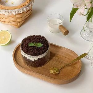 HUYAN Transparent Pudding Cup Round Shaped Glass Serving Bowls DIY Dessert Tray Kitchen