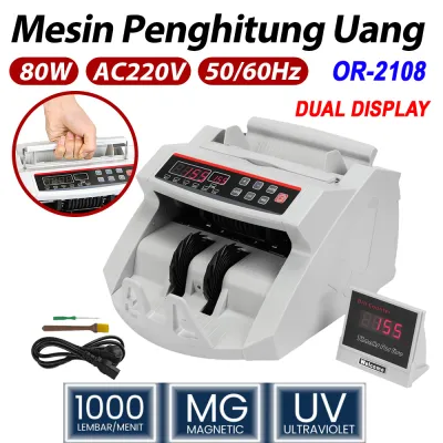 Mesin Hitung Uang OR-2108 Deteksi Uang Palsu Mode Hitung Fleksibel Money Counter Alat Hitung Uang Bill Counter 2108