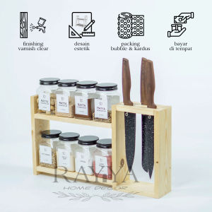 Tempat pisau dapur / rak pisau kayu dapur