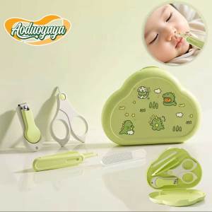 Aoduoyaya 5 in 1 Portable Professional Infant Care Tool Set Nails Trimmer Tweezer File & Storage Box Nails Clippers Baby Scissors
