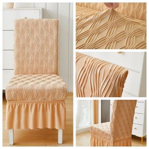 Cool Skirt Chair Covers Thickened Dining Chair Covers with Skirt Elastic Chair Covers for Banquets