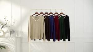 Dokotoo Womens Sweater Fashion Casual Long Sleeve V Lightweight Ribbed Knit Wool Pullover Top