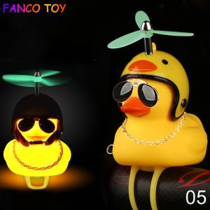 Luminous Standing Duck with Helmet Broken Wind Small Yellow Duck Road Bike Motor Helmet Cycling Accessories with Luminous Airscrew