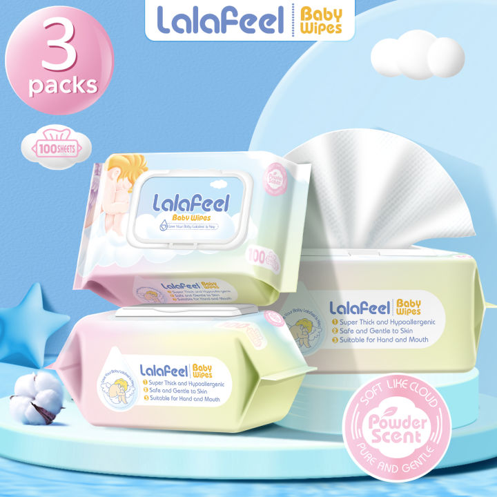 LALAFEEL Baby Wipes 100 Sheets Powder Scent Baby Wipes Wet Wipes Pack ...