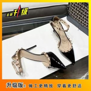 Free Shipping Unique And Stylish New Design For Autumn: WomenS Pointed-Toe High-Heeled Sandals With A Thin Heel Soft Leather Upper And Decorative Rivets