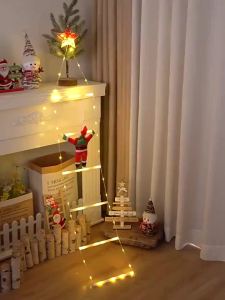 《1113》YESPERY 3M Climbing Santa Claus Christmas Decoration Glowing Long Rope Ladder Home Outdoor Garden Cristmas Tree Ornement