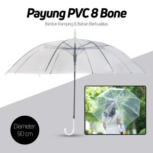Payung PVC Transparan 8 Bone 90 cm Fancytime P075 Transparent Transparan