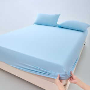 New Summer Fitted Sheet Cooling Ice Silk Bed Sheet and Pillowcase Silky Breathable Cool Feel Bedsheet Supported Custom Sizes2026