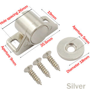 TIHOLE Zinc Alloy Magnetic Cabinet Door Catch Heavy Duty Adjustable Magnet Latch for Kitchen Wardrobe Cupboard Furniture Strong Invisible Door Stopper with Screws Durable Metal Magnet Catch Closer