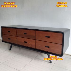 Meja TV Retro bahan Kayu Jati Rak TV Minimalis Kayu Jati Buffet TV Jati