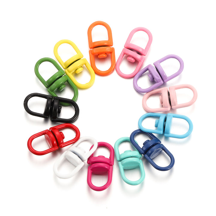 St.kunkka 20pcs 19.25x8.75mm Rotate Candy-Colored Lobster Clasps Hooks Keychain Rings Metal Keychain  Material For Diy Keychain Connectors