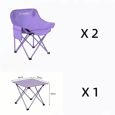 Sunday Outdoor Portable Folding Camping Table & 2 Chairs Set Lightweight With Carry Bag