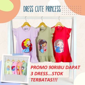 90RIBU!! DAPAT 3 DRESS Anak Perempuan/Cewek Usia 2-8 Tahun Princess Dress Cute Princess STOK TERBATAS!