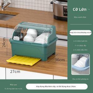 Hộp Đựng Chén Dĩa Ráo Nước Dung Tích Lớn Có Nắp Đậy Chống Bụi Cho Nhà Bếp Bát đũa bộ đồ ăn hộp chống bụi bát đĩa giá