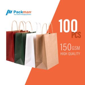 Kraft Paper Bags - Twisted Handle Paper Bag Brown Gift Bag Goodie Bag Mooncake Lantern Festival Food Festive Bags