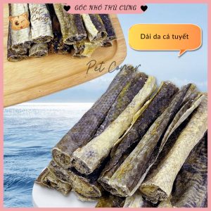 Snack da cá tuyết sấy khô cho chó mèo làm sạch răng loại bỏ mùi hôi miệng cải thiện da lông