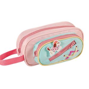 LEIFNYDI Aesthetic 3 Layers Pencil Bag Bread White Puppy Dog Cartoon Large Capacity Pencil Bag Multifunctional Handheld Stationery Storage Bag School Office
