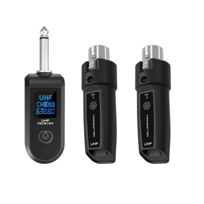 2.4G UHF XLR Adapter System Wireless Microphone Transmitter Receiver System for Dynamic Microphone Guitar Audio Mixer PA System 20CH 50M