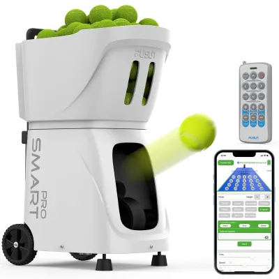 PUSUN PT-SMART PRO Professional Tennis Ball Machine with APP Control 28 Landing Points & Variable Speed Smart Tennis Trainer with Multi-Angle System (4-6H Runtime)