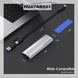 HUAYANG01 [2023 new HOT FASHION] lazlook เคส M.2 NVMe pcie ngff SATA dual Protocol SSD 10Gbps เคสฮาร์ดไดรฟ์ภายนอกกล่อง USB Type C รองรับปุ่ม M และ B M