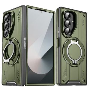 Cho Samsung Z gấp 7 trường hợp [Tương thích với MagSafe] 360 ° Xoay Vòng Kim Loại chủ chân đế bậc quân sự chịu lực cao chống sốc Ốp bảo vệ cho Galaxy Z gấp 7 trường hợp